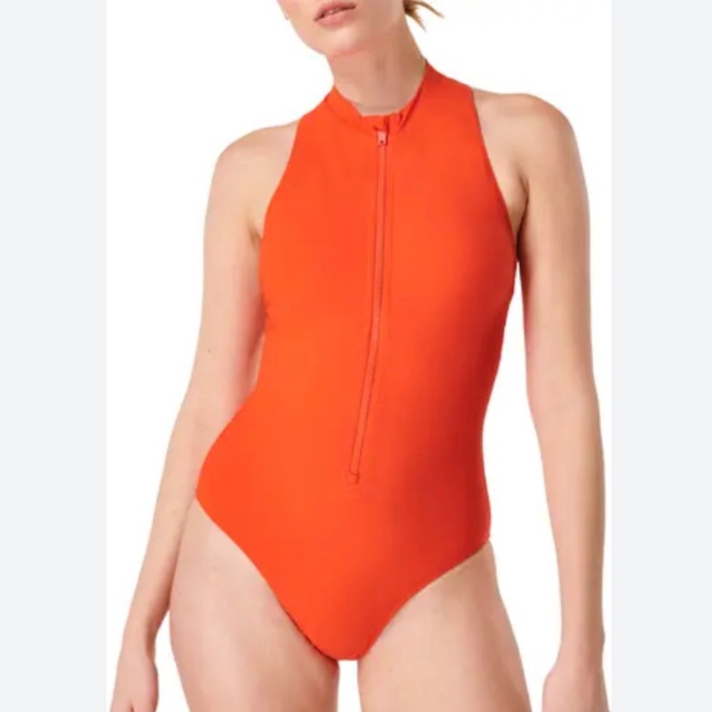 Sweaty Betty Vista High Neck Swimsuit In Resort Red Sz Medium NWT